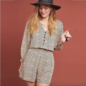 BEACHGOLD Chelsea Animal Print Romper in Brown Motif Size Medium